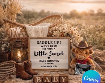 Modèle western pour faire-part de grossesse que nous gardons un peu secret