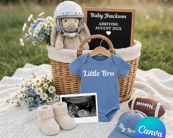 Faire-part de grossesse Little Brother Rugby Baby Bunny Toile modifiable à ultrasons