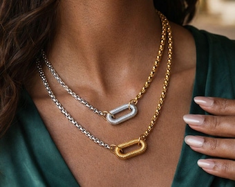 Geometrische schakelketting van zinklegering – goud- en zilverkleur