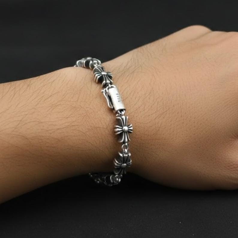 Vintage Chrome Hearts Cross Flower Bracelet - Etsy display picture 1