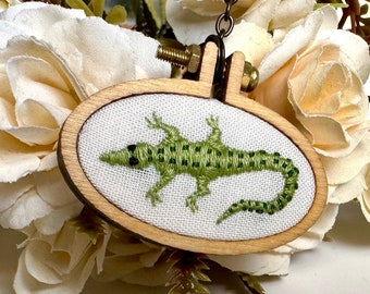 Embroidered Alligator Necklace