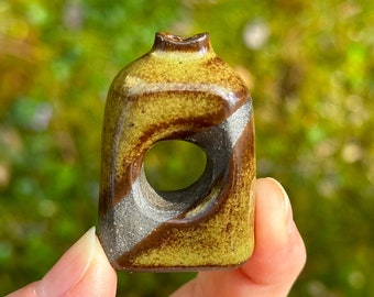 Moss Green Ceramic Donut Vase Miniature