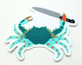 Stabby Crab Die-Cut Sticker