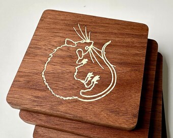 Glow in the Dark Rat Coasters Set of 4