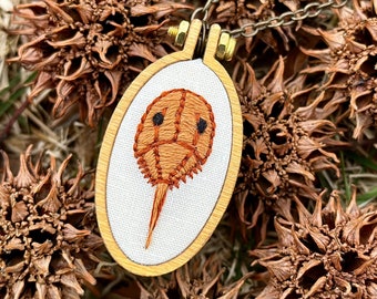 Embroidered Horseshoe Crab Necklace