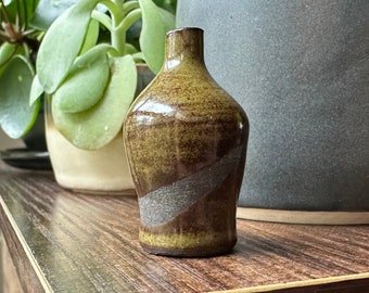 Black Clay and Moss Ceramic Vase Miniature