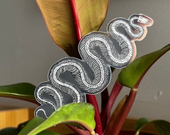 Snake Skeleton Holographic Die Cut Sticker