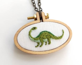 Dinosaur Embroidered Necklace