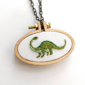 Dinosaur Embroidered Necklace image 1