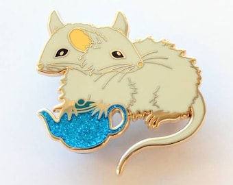 Two Headed Tea Mouse Enamel Pin