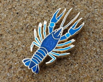 Blue Crayfish Lobster Enamel Pin