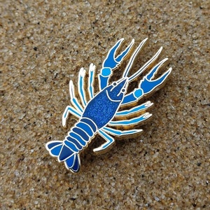 Blue Crayfish Lobster Enamel Pin image 1