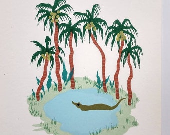 Alligator Island Silk Screen Art Print