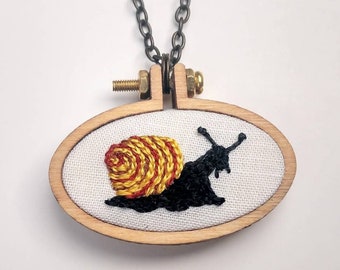 Golden Snail Embroidered Necklace