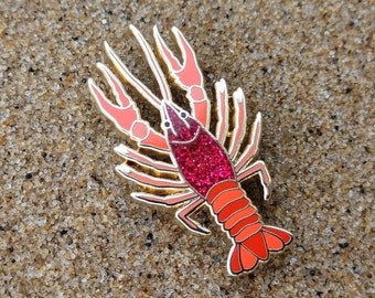 Red Crayfish Lobster Enamel Pin