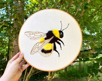 Fluffy Bumble Bee Hand Embroidery