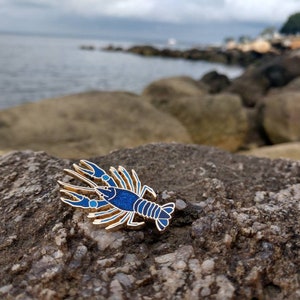 Blue Crayfish Lobster Enamel Pin image 6