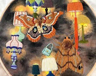 Moths Lamp Shopping Hand Embroidery