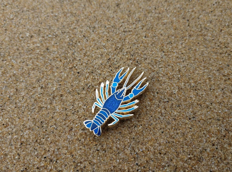 Blue Crayfish Lobster Enamel Pin image 1