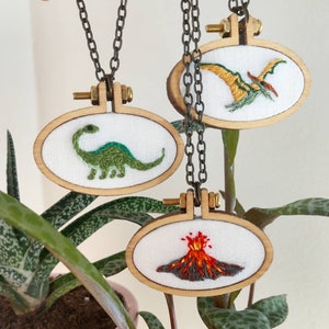 Dinosaur Embroidered Necklace image 3