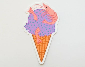 Shrimp Ice Cream Die-Cut Sticker