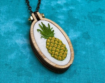 Pineapple Embroidered Necklace
