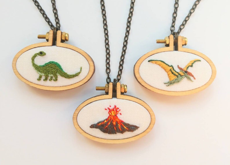 Dinosaur Embroidered Necklace image 4