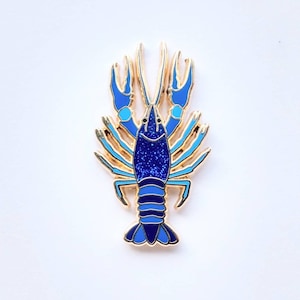 Blue Crayfish Lobster Enamel Pin image 2