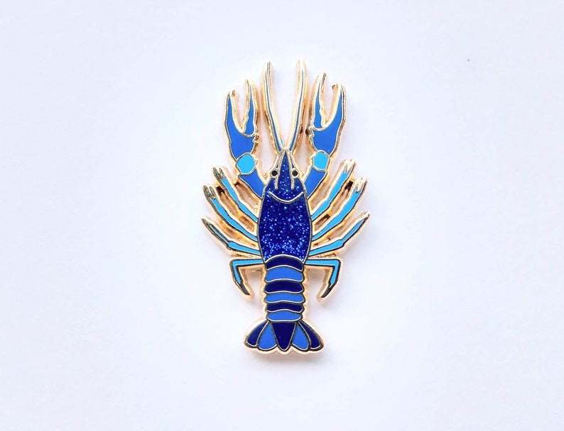 Blue Crayfish Lobster Enamel Pin image 2