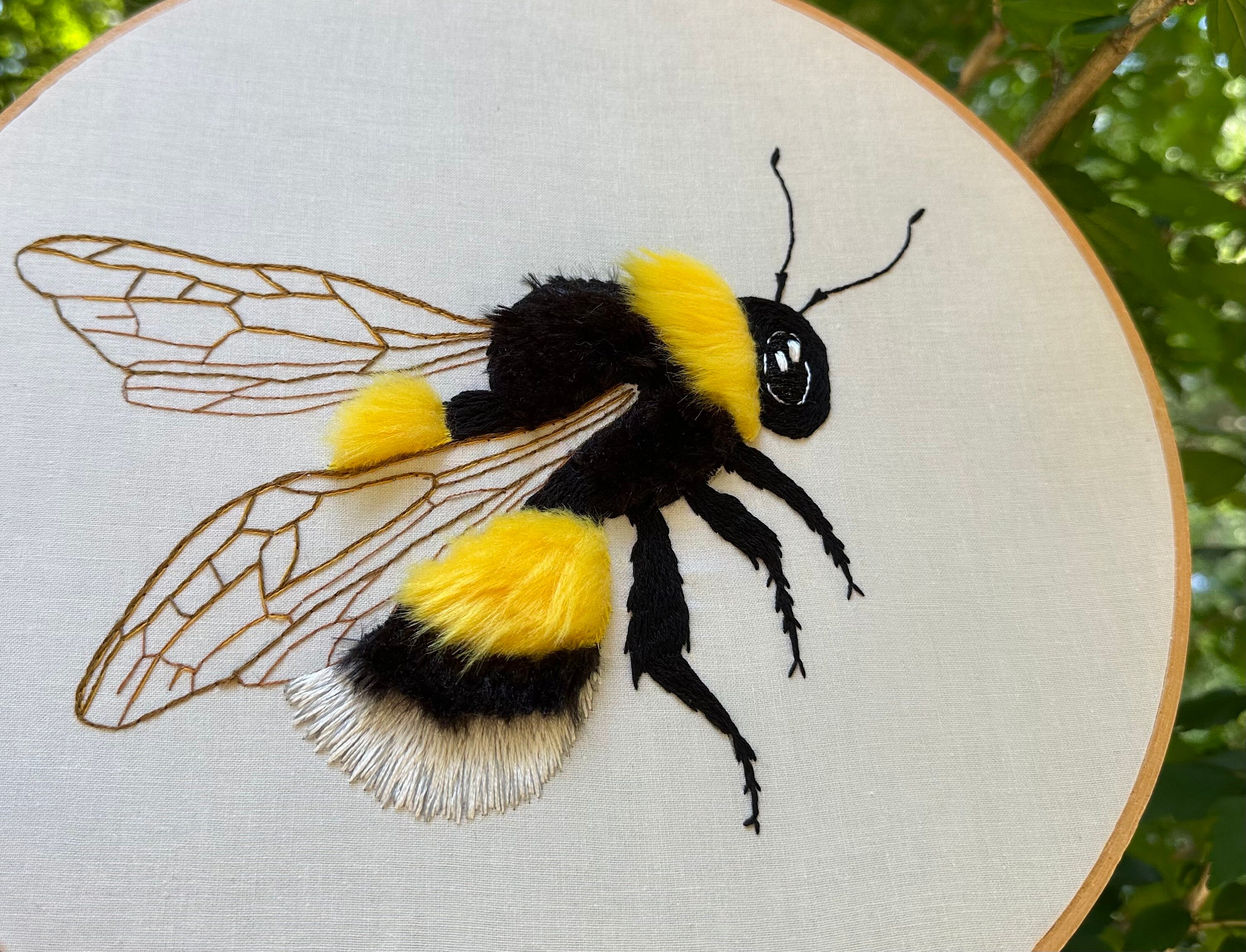 Fluffy Bumble Bee Hand Embroidery - Etsy