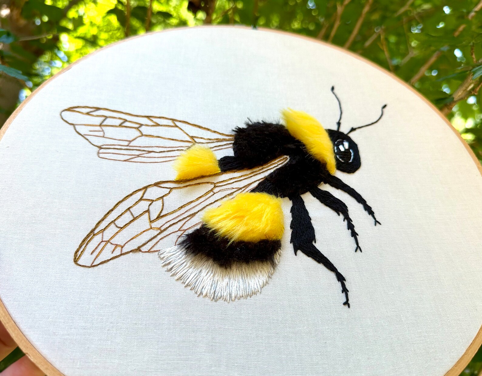 Fluffy Bumble Bee Hand Embroidery - Etsy