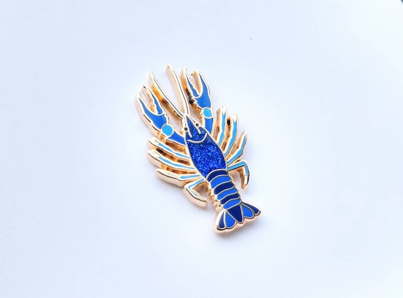 Blue Crayfish Lobster Enamel Pin image 5