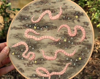 Worm Palace Hand Embroidery Art
