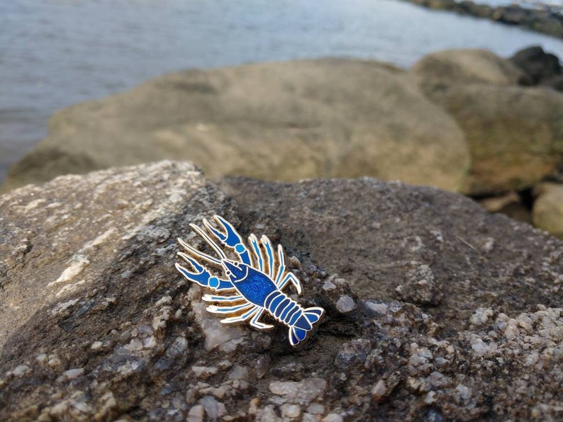 Blue Crayfish Lobster Enamel Pin image 4