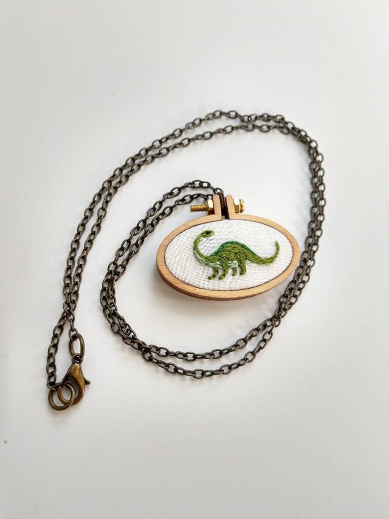 Dinosaur Embroidered Necklace image 2