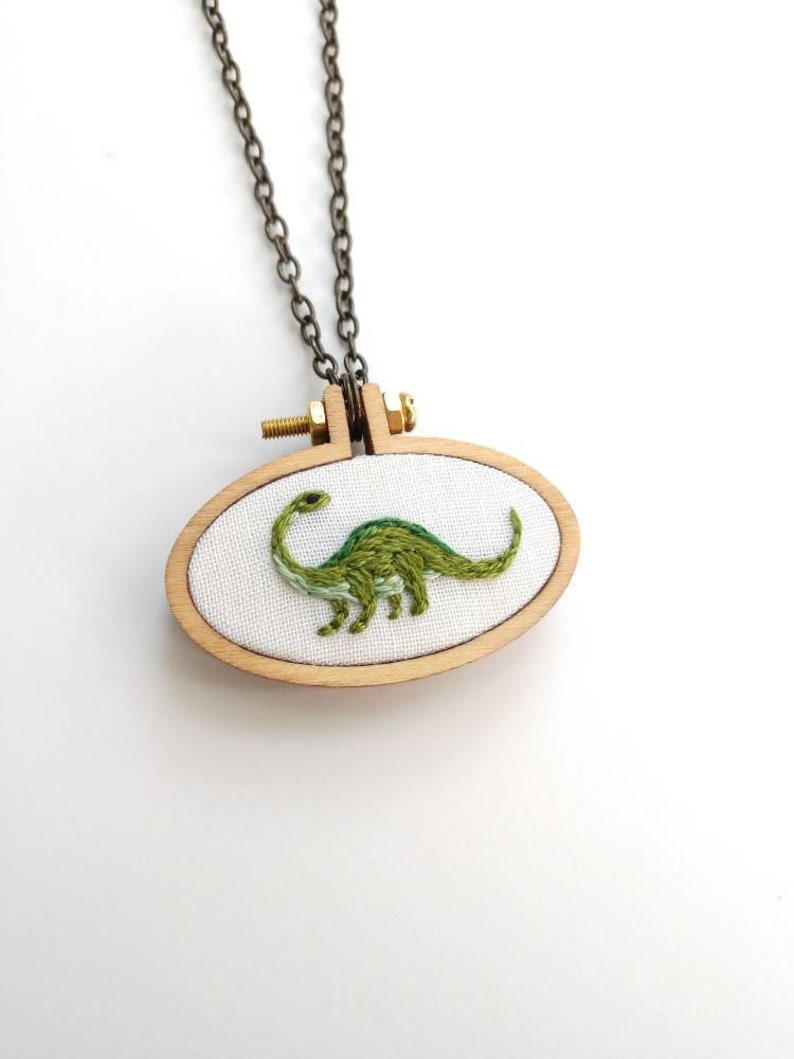 Dinosaur Embroidered Necklace image 1