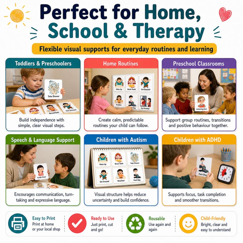 Visual Child Not First Kids Routine Cards, Visual Schedule for Toddlers, Emotion Cards, Calm ...