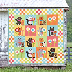 Pretty Little Kitties Pdf Quilt Pattern Quilt Patterns Etsy