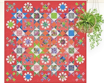 Spring Fling | DIGITAL PDF Quilt Pattern | Applique Quilt Patterns | Modern Quilts | Floral Quilt Patterns | Red Boot Quilt Co