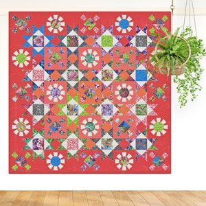 Spring Fling DIGITAL PDF Quilt Pattern Applique Quilt Patterns Modern Quilts Floral Quilt Patterns Red Boot Quilt Co image 1