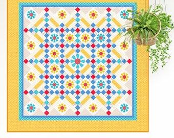 Annie's Sunflowers | DIGITAL PDF Quilt Pattern | Applique Quilt Patterns | Lap Quilts | Daisy Quilt Patterns | Red Boot Quilt Co