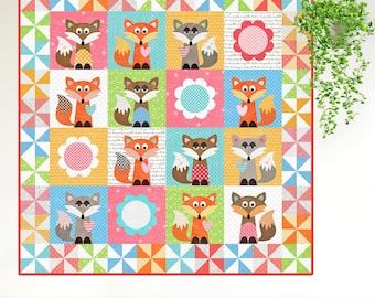 Mr Fox's Garden | DIGITAL PDF Quilt Pattern | Applique Quilt Patterns | Kid's Quilt Patterns | Fox Quilt Patterns | Red Boot Quilt Co