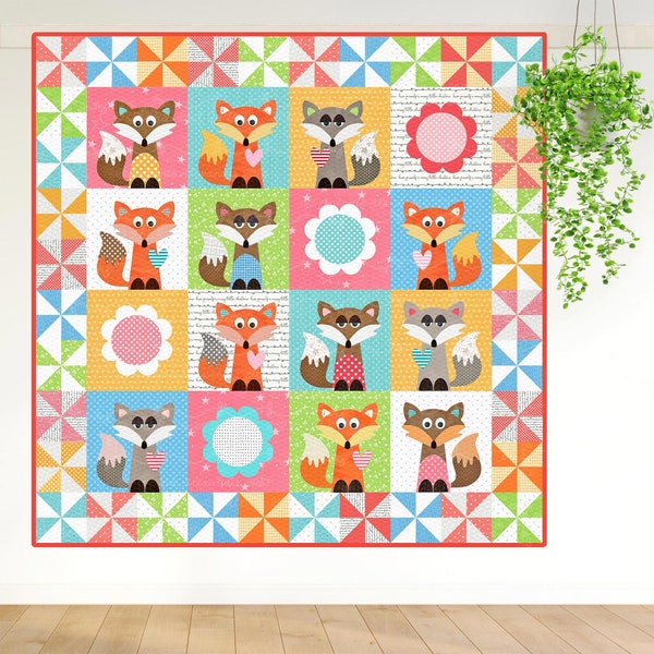 Mr Fox's Garden | DIGITAL PDF Quilt Pattern | Applique Quilt Patterns | Kid's Quilt Patterns | Fox Quilt Patterns | Red Boot Quilt Co