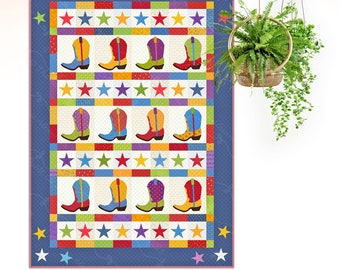 Boot-n-Skoot | PRINTED Quilt Pattern | Applique Quilt Patterns | Kid's Quilt Patterns | Cowboy Boot Quilt Pattern | Red Boot Quilt Co