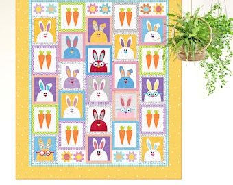 Carrot Patch Bunnies | DIGITAL PDF Quilt Pattern | Applique Quilt Patterns | Kid's Quilt Patterns | Rabbit Quilts | Red Boot Quilt Co