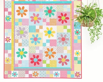 Vintage Daisies | DIGITAL PDF Quilt Pattern | Applique Quilt Patterns | Floral Quilt Patterns | Red Boot Quilt Co