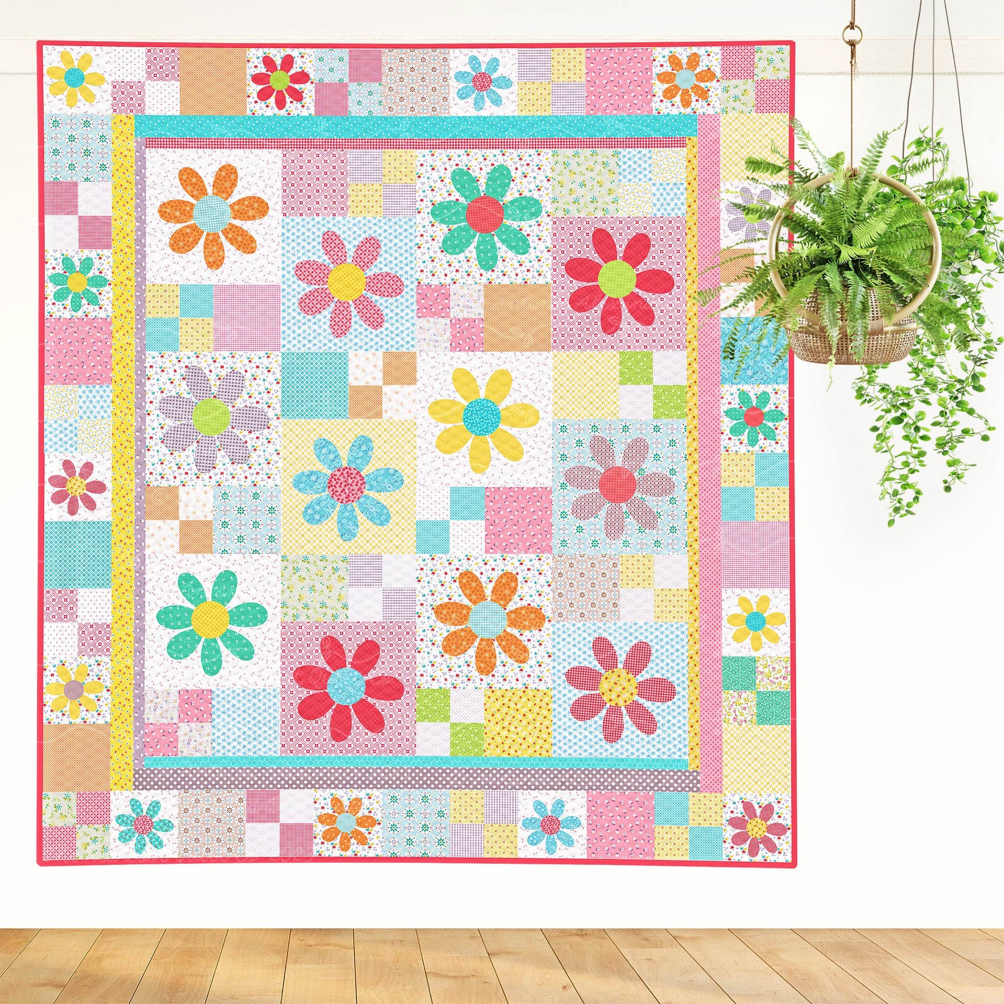 Pair of Floral Applique Quilts