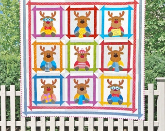 Reindeer Games | PRINTED Quilt Pattern | Applique Quilt Patterns | Kid's Quilt Patterns | Christmas Quilt Patterns | Red Boot Quilt Co