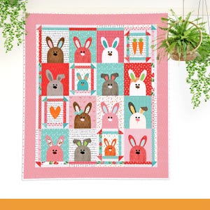 The Bunny Bunch | DIGITAL PDF Quilt Pattern | Applique Quilt Patterns | Kid's Quilt Patterns | Rabbit Quilt Patterns | Red Boot Quilt Co