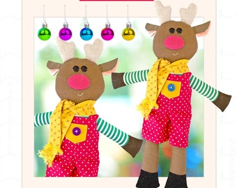 Robin the Reindeer | DIGITAL PDF Soft Toy Pattern | Plushie Patterns | Kid's Plushie Patterns | Reindeer Soft Toy | Red Boot Quilt Co